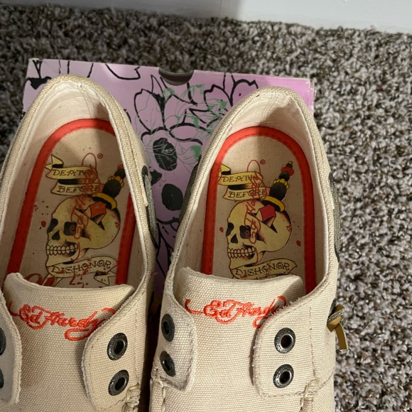 Vintage Ed Hardy Tan & Orange Boat Shoes. Size 7. - Picture 8 of 11